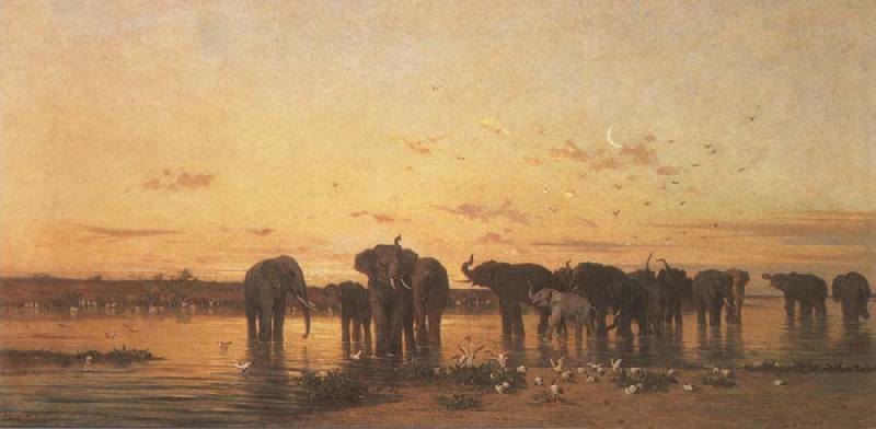 Charles Tournemine Elephants at Sunset France oil painting art